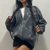 Dodobye Oversized Star Print Zip Up Hoodie