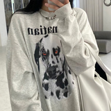 christmas outfit Dodobye Puppy Print Loose Sweatshirt