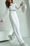 Dodobye Ribbed Knit Crop Top Long Pants Suits