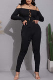 Dodobye Ribbed Long Sleeve Cutout Long Pants Set