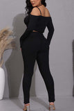 Dodobye Ribbed Long Sleeve Cutout Long Pants Set