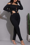 Dodobye Ribbed Long Sleeve Cutout Long Pants Set