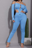 Dodobye Ribbed Long Sleeve Cutout Long Pants Set