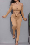 Dodobye Ribbed Long Sleeve Cutout Long Pants Set