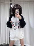 Black Friday Dodobye Kawaii Panda Print Hoodies Women Anime Long Sleeve Sweatshirt Female US(Origin) Style Oversized Streetwear Cutecore Clothes