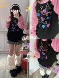 Black Friday Dodobye Women Star Graphic Hoodies Y2K Aesthetic Raglan Sleeve Sweatshirt E-girl Oversized Harajuku Tops Cutecore Kawaii Clothes