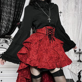 Women's Gothic Design Half Skirt 2024 New Summer Music Festival Party Punk Tie Poncho High Waisted Waist Drag Half Skirt