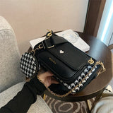 Dodobye Crossbody Bag Set For Women 2024 Luxury Designer Handbag And Purses Houndstooth Chain Shoulder Messenger Bags Bolso Mujer