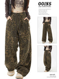 Dodobye Vintage Leopard Jeans Women Hip Hop Causal Baggy High Waist Wide Leg Parachute Denim Pants Y2k Fashion Mujer Sweatpants