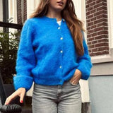 Dodobye Fall Spring Solid Color Casual Knitwear Jacket Coat Cardigan Outfit Women Button Up Long Sleeve Kintted Sweater Vintage Y2K Tops