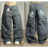 Dodobye Streetwear New Harajuku Retro Straight High Waist Casual Jeans Y2K Fashion Washed Blue Pocket Baggy Jeans Gothic Wide Pants