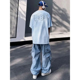 Dodobye Men's Parachute-Style Hip-hop Street Overalls Oversized Cargo Pant Harajuku Loose Solid Color Casual Pants Y2K Pants Streetwear