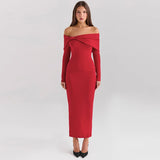 Dodobye Off Shoulde Holiday Cancel Sexy Two Piece Set 2025 Winter Backless Top Long Skirt  Women Set Elegant 2 Piece Set Women