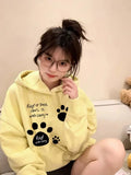 Black Friday Dodobye Kawaii Cat Paw Print Hooded Women Cutecore Kitty Ears Pullovers Female Oversized Japan Style Autumn Winter Sweatshirt