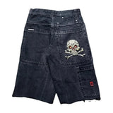 Dodobye American New Retro Bone Wash Jeans Shorts Women Y2K High Street Skull Embroidery Shorts Men Harajuku Casual Joker Straight Pants