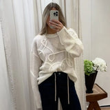 Black Friday Dodobye Fashion Casual Pullovers For Women Solid Color Round Neck Long Sleeve Knitted Sweater Loose Female 2024 Autunn Winter New