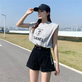 Dodobye 2024 American New Summer Loose Denim Shorts Y2K High Street Fashion Trend Slim Ultra-high Waist Wide Leg A Jeans Zipper Shorts