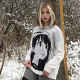 Dodobye Winter Gothic Cool Girl Harajuku Cartoon Sweater Women Pullovers Y2K Goth Punk Knitted Long Sleeve Tops 2024 Autumn Knitwear Emo