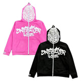 Dodobye Y2k Clothes Women Harajuku Gothic Pattern Zipper Hoodie 2024 Oversized Sweatshirt Street Clothes HoodieGothic Jacket Top Hip Hop