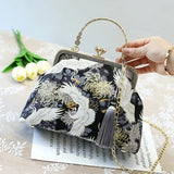 Dodobye Vintage Fringe Bag Small Shell Bags Chain Women Shoulder Crossbody Bag Crane Flying Women's Handbags Purses Embroidery