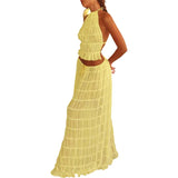 Dodobye Boho Backless Halter Neckline Tops and Long Skirt Set