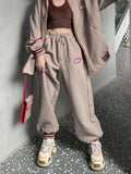 Dodobye-Vintage Tracksuit Two Piece Set Women Korean Streetwear Stand Collar Zipper Sweatshirt Sportswear Set Autumn School