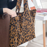 Dodobye Corduroy Leopard Print Bag Ladies Shoulder Casual Tote Shopping Bag Large Capacity Handbags Totes Women Ladies Hand Bags