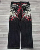 Dodobye Y2K Gothic Clothing Vintage Jeans New Harajuku Wing Embroidery Baggy Jeans Pants Street Punk Hip Hop Wide Leg Trouser Streetwear