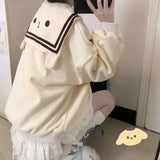 Dodobye Harajuku Kawaii Zip Up Hoodie Women Sailor Collar Japanese Style Cute Sweatshirts Oversize Lolita Girly Anime Print Jacket