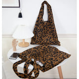 Dodobye Corduroy Leopard Print Bag Ladies Shoulder Casual Tote Shopping Bag Large Capacity Handbags Totes Women Ladies Hand Bags