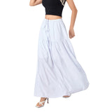 Dodobye Women Kawaii Loose A-Line Maxi Skirts y2k Clothes Solid Color Casual Summer Harajuku Grunge Elastic Drawstring Skirts Beachwear