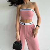 Dodobye Sleeveless Crop Top and High Waist Wide Leg Trousers Casual Set