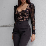 Women's Gothic Directional Design New Diablo Style Chest Cup Lace Long Sleeve Top