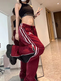 Dodobye Women Sweatpants Korean Harajuku Fashion Loose Stripe Straight Wide Leg Jogging Pants Y2k Slouchy Hip Hop Sport Trousers