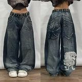 Dodobye Y2K Baggy Jeans Womens New Multi-pocket Washed Vintage Jeans Harajuku Oversized Denim Pants High Waist Wide Leg Pants Trousers