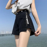 Dodobye 2024 American New Summer Loose Denim Shorts Y2K High Street Fashion Trend Slim Ultra-high Waist Wide Leg A Jeans Zipper Shorts