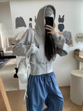 Black Friday Dodobye Grey Cropped Hoodies Zip Up Long Sleeve Sweatshirt Cardigan Oversized Autumn Fashion Wide Leg Track Pants Two Piece Sets