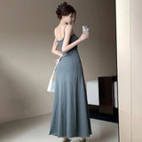 Dodobye Summer Women  Sexy Sleeveless Maxi Dress Spaghetti Strap Backless Slim RobeParty Clubwear