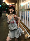 Black Friday Dodobye Y2k Sports Grey Tank Tops Women Sleeveless Backless Zip Up Hoodie Preppy Style Hip Hop Streetwear Sweatshirt for Summer