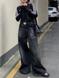 Dodobye-Y2K Vintage Black Baggy Jeans Women Streetwear Grunge Oversized Wide Leg Denim Pants Harajuku Retro 90s Basic Trousers