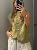 Black Friday Dodobye Casual Knitted Vests Sweater For Women Fashion Button Sleeveless O-neck Cardigan Top Autumn 2024 Lady Versatile Knitwear