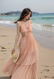 Dodobye-Style Irregularly Slimming Strap Beach Dress Elegant Super Fairy 170 Long Dress and Ankle Long