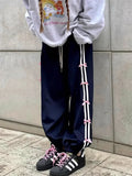 Dodobye-Y2K Blue Sweatpants With Bow Women Korean Fashion Fairycore Jogger Pants Oversized Harajuku Girly Kpop Sports Trousers