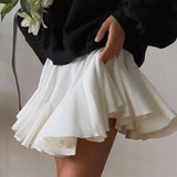 Dodobye Summer Kawaii Ruffles Pleated High Waist Mini Skirts Women Elegant Casual Fluffy A-line Skirts Fashion Lady Party Streetwear