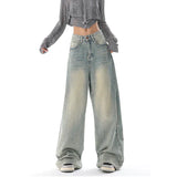 Dodobye-American Vintage Y2K Wide Leg High Waist Straight Jeans Pants Women's Casual Baggy Grunge Streetwear Style Denim Trouser