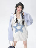 Black Friday Dodobye Star Pattern Zip Up Hoodies Women Oversized Streetwear Patchwork Sweatshirts Cutecore Fashion Aesthetic Kawaii Clothes