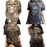 Dodobye Punk Style Mall Goth Grunge Skull Graphic Tops Cyber Y2K T-Shirt Vintage Aesthetic Gothic Harajuku Pullovers Tees Women