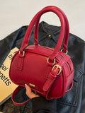 Dodobye Leather Retro Mini Crossbody Bag for Women Korean Fashion Lady Soft Handle Daily Handbags Classic Red Bridal Bag