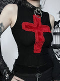 Women's Gothic Directional Design Top 2024 New Summer Dark Cross Camisole Tank Top