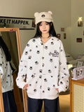 Black Friday Dodobye Y2k Cartoon Printed Zip Up Hoodies Women Kawaii Long Sleeve Oversized Sweatshirt Japanese Style Cutecore Girl Clothing